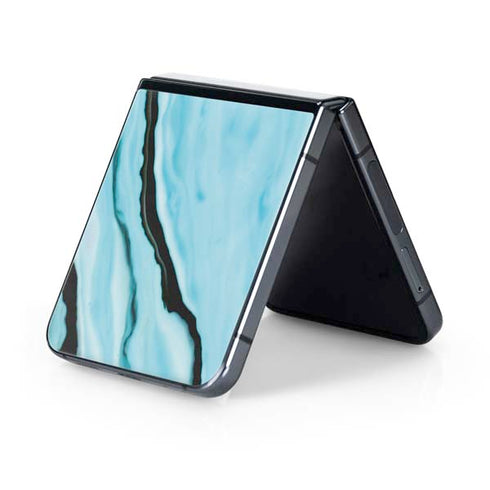 Aqua Blue Marble Ink Galaxy Z Flip5 5G Skin
